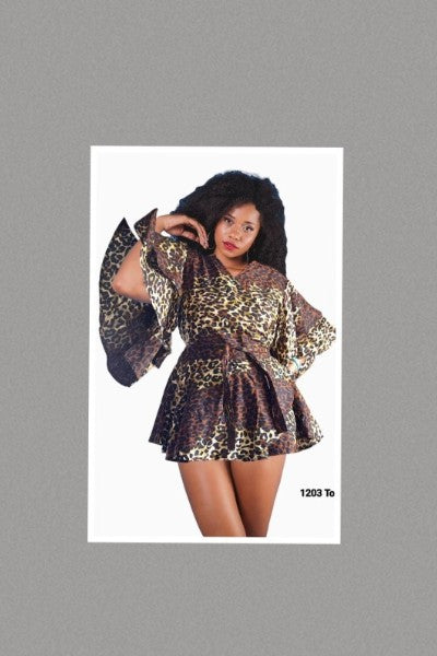 Animal Print Wrap Top