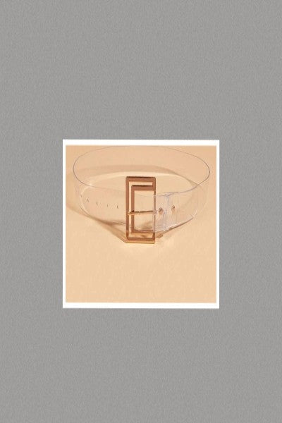 Gold Square Buckle Clear Belt
