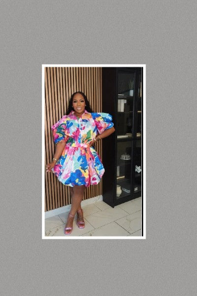 MultiColor Puffy Sleeve Bubble Hem Dress/Top