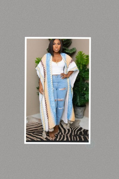 Multi Color Print Statement Cardigan Light