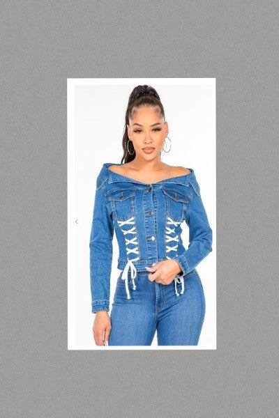 Off Shoulder Laced Front Jacket or Top