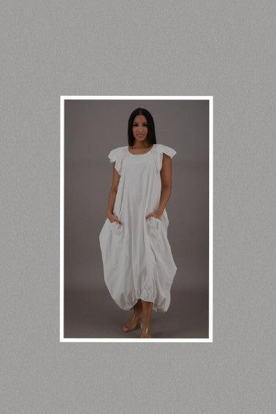 Breezy Long Bubble Dress (White- One Size)