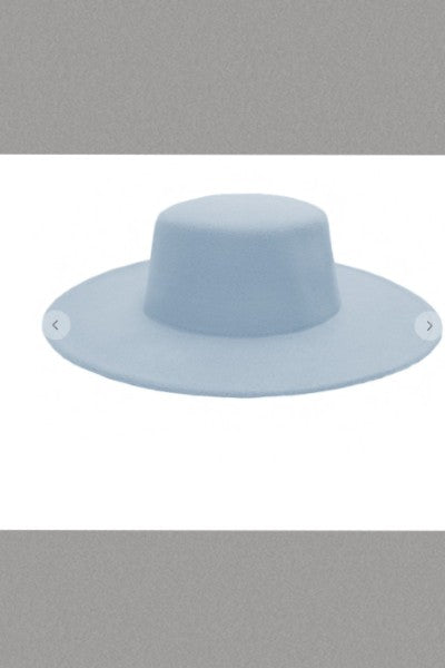 Flat Top Boater Felt Hat Brim (Powder Blue)