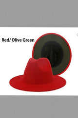 Unisex Olive Green Bottom Red Fedora Hat