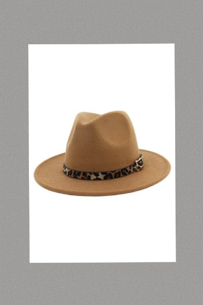 Boss Lady Leopard Belt Brim Hat (Camel)