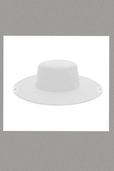 Flat Top Boater Felt Hat Brim (White)