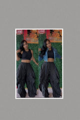 Oversized Wide Leg Ruffle Jogger Pants