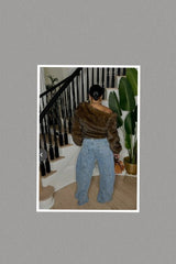 I'm Everything You Want Coffee Brown Faux Fur Drape Off Shoulder Top