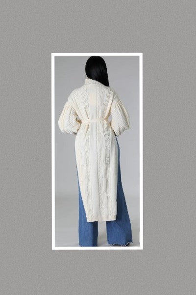 Let's Have a Good Time Long Knit Cardigan Open Sides w/ Tie Waist