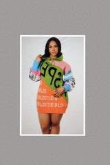 Keeping Me Warm Oversized Color Block Hoodie Sweater Dress/Top