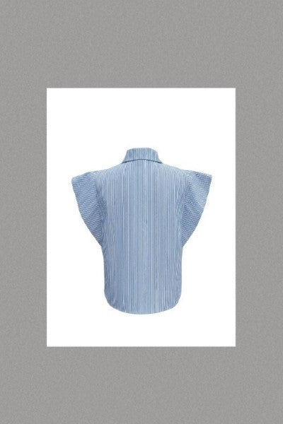 Striped Brooch Buttons Structured Shirt