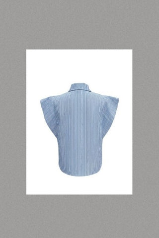 Striped Brooch Buttons Structured Shirt