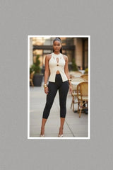 Black Ribbed Cutout Knit Top