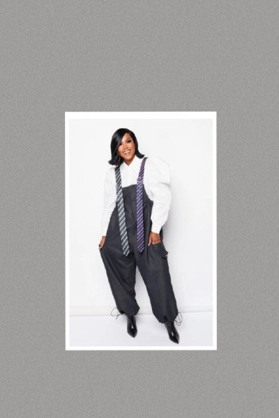 Oversized Stripe Tie Strap Detail Wide Leg Jumpsuit - FITS UP TO SIZE 3X