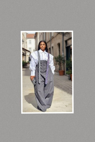 Sassy Oversize Folded Collar Button Down Tie Shirt