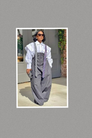 Oversized Stripe Tie Strap Detail Wide Leg Jumpsuit - FITS UP TO SIZE 3X