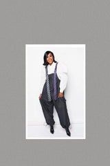 Oversized Stripe Tie Strap Detail Wide Leg Jumpsuit - FITS UP TO SIZE 3X