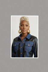 Plus Size Wide Leg Denim & Faux Leather Set (Black)