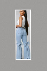 Tie My Bow Tight Accent Flare Jeans (REG & PLUS SIZES)