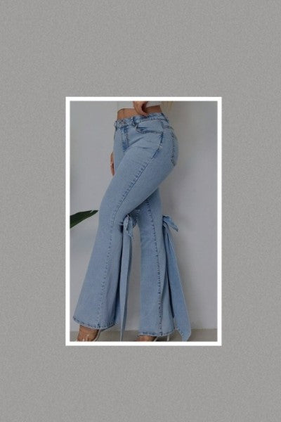 Tie My Bow Tight Accent Flare Jeans (REG & PLUS SIZES)