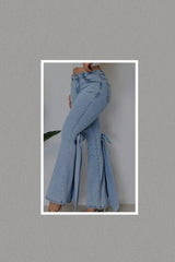 Tie My Bow Tight Accent Flare Jeans (REG & PLUS SIZES)