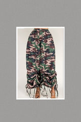 Camo Print Loose Fit Palazzo Drawstring Pants  - Extended Sizes
