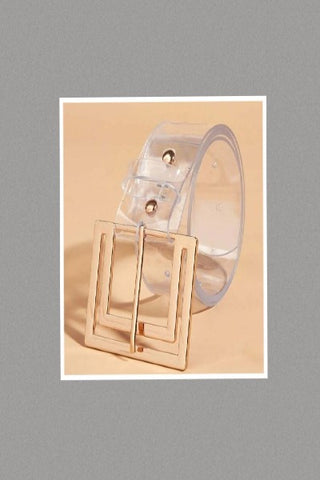 Gold Square Buckle Clear Belt