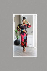Swirl Abstract Puff Sleeves Dress