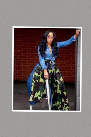 Denim/Camo Never Go Out Of Style Palazzo Pants (One Size Fits Up To 3X)