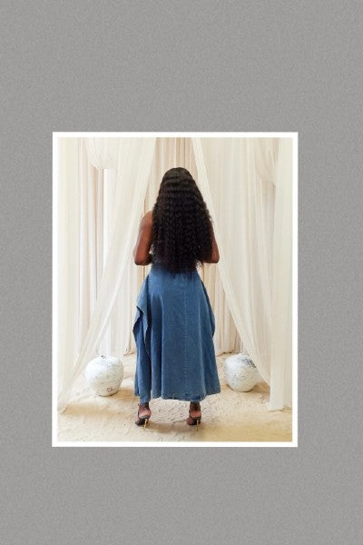 Chic Reinvented Trench Maxi Dress (Denim)