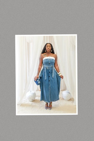 Chic Reinvented Trench Maxi Dress (Denim)