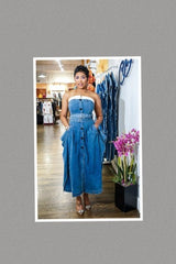 Chic Reinvented Trench Maxi Dress (Denim)