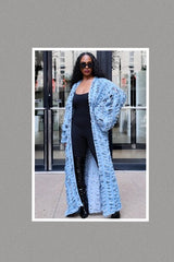 Ripped Destressed Denim Kaftan Duster