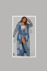 Don't Talk Loud Denim Duster Coat - Vintage Wash