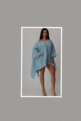 Ripped Denim Asymmetric Oversize Tunic (Denim)