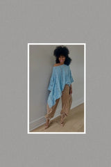 Ripped Denim Asymmetric Oversize Tunic (Denim)