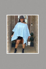 Ripped Denim Asymmetric Oversize Tunic (Denim)