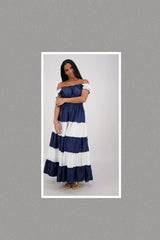 Midnight Denim Soft Maxi Convertible On/Off Shoulder Dress