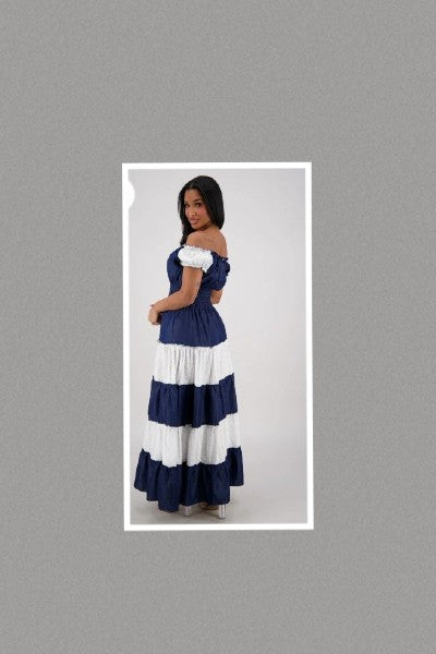 Midnight Denim Soft Maxi Convertible On/Off Shoulder Dress