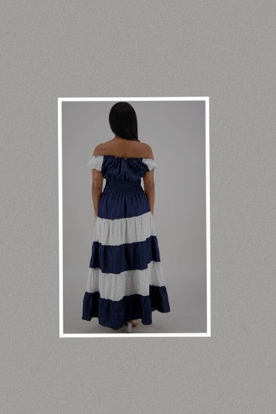 Midnight Denim Soft Maxi Convertible On/Off Shoulder Dress