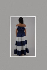 Midnight Denim Soft Maxi Convertible On/Off Shoulder Dress