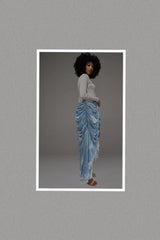 Distressed Ruched Draped Cape Jeans (EXTENDED SIZES)