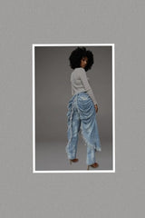 Distressed Ruched Draped Cape Jeans (EXTENDED SIZES)