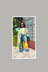 Tassel Sweater Fringe Colorful Detail Maxi Cardigan (Multi)