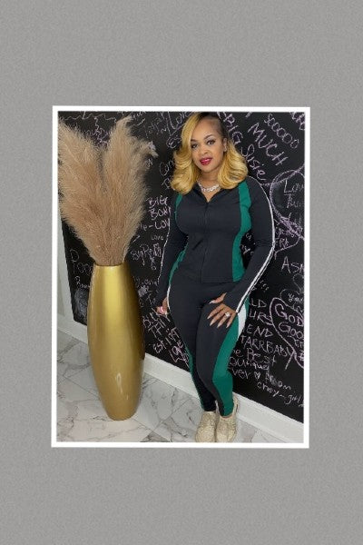 Color Block Greenline Zip Tracksuit (Green-Black)
