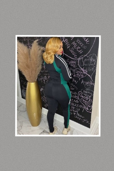 Color Block Greenline Zip Tracksuit (Green-Black)