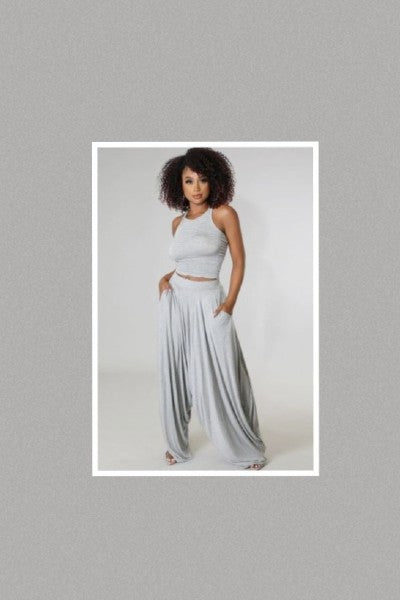 Olivia Two Piece Pants Set (Grey)