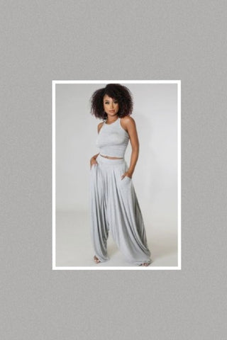 Olivia Two Piece Pants Set (Grey)