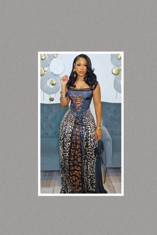 Mix Leopard Print Legacy Maxi Dress