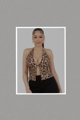 Sexy Open Back Sequin Leopard Top